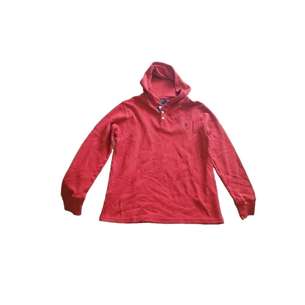 POLO Ralph Lauren kids Hooded Henley Waffle Weave top size Youth Large